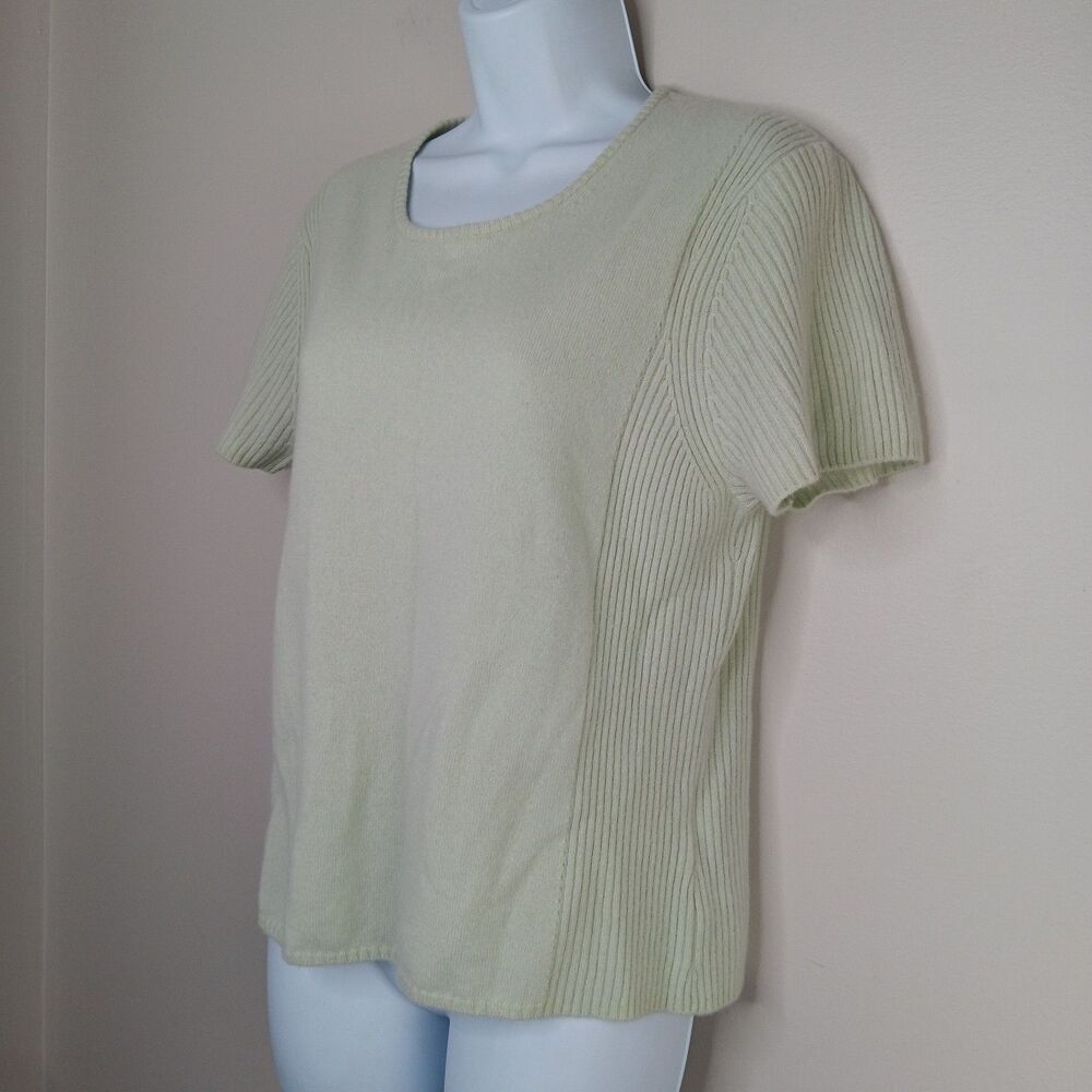 AMOUR VERT Cashmere Sweater Women's XL Sea Green Short Sleeve Quiet Luxury NWOT - Picture 2 of 8